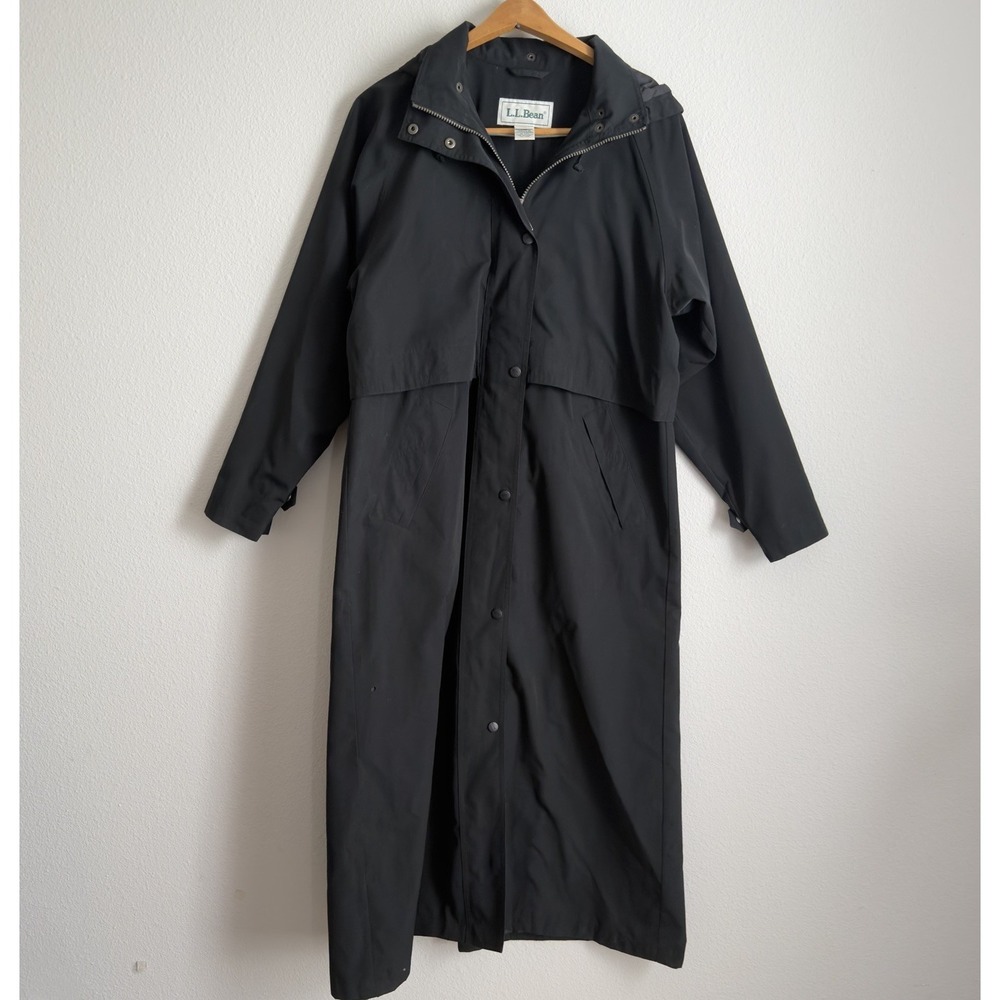 L.L. Bean Black Long Trench Coat